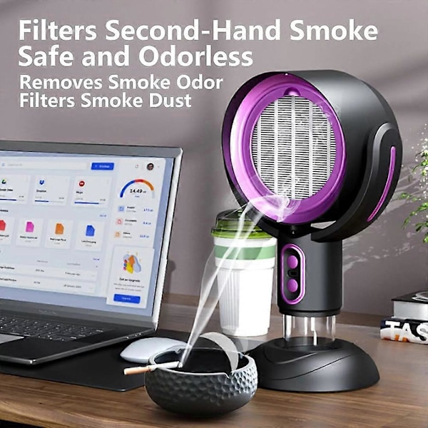 Puff Chill Rygeventilator Puff Chill Ventilator til Rygning Røgfjernende Rensningsventilator Usb charging Purple