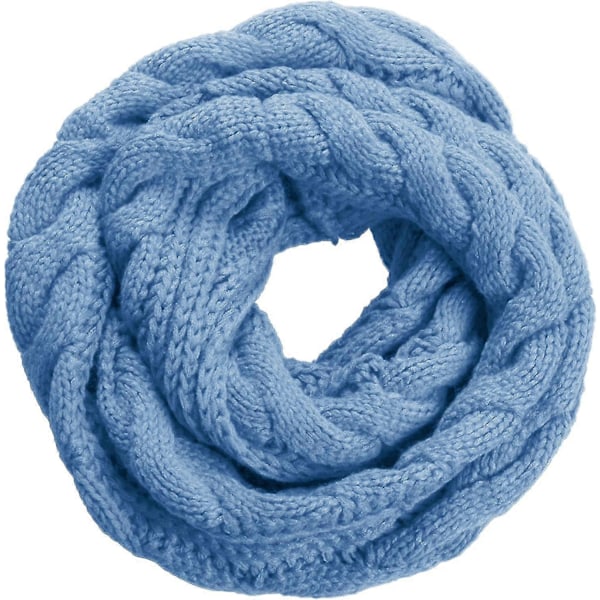 Dam Tjock Ribbstickad Vinter Infinity Cirkel Loop Halsduk Premium Twist Niagara Blue
