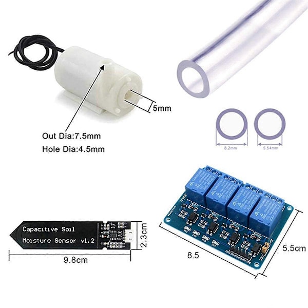 Automatiskt Bevattningssystem Kit DIY Självbevattning Trädgård Växthus Blomma Vattenpump Jordfuktighetssensor Relämodul