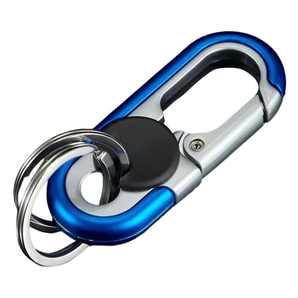 Bilnyckelring för män Spänne i rostfritt stål Bilnyckelring Snygg dubbla ringar Metallnyckelhållare Bärbar lloy Auto Keychai Blue