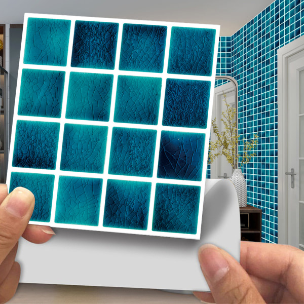 30 stk Mosaik fliser Stickers Stick Badeværelse Køkken Hjem Vægskilt Selvklæbende MSC063 Blue
