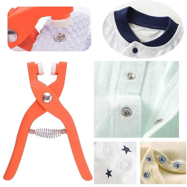 Metall Trykknapper med Festetang Verktøysett Ergonomisk Design Enkel å Bruke Syfri Stoff Trykknapper Klestrykknapper 150pcs