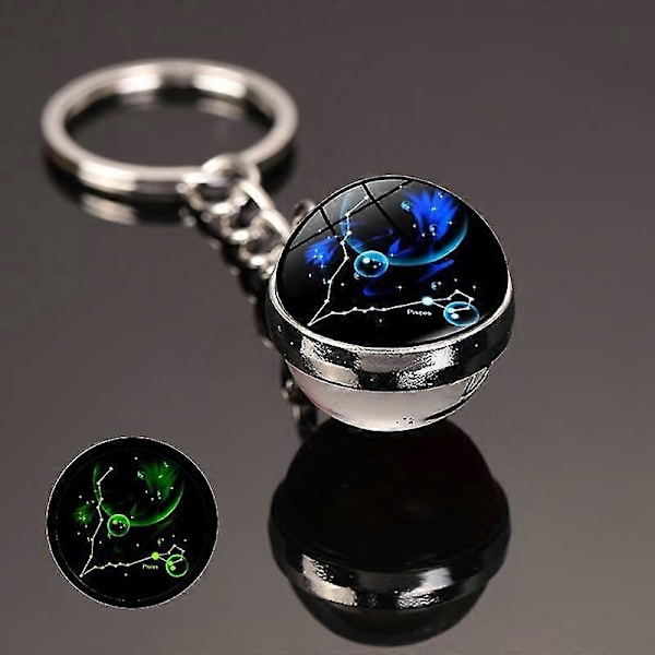 12 Stjärnbild nyckelring Stjärnklar himmel Lysande nyckelring Tidssten Glasboll Nyckelring Tillbehör Hänge Nyckelring Gåvor Capricorn