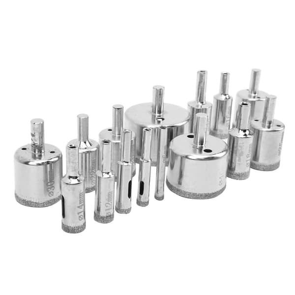 Diamant Bor Bits Hulsav Sæt 15 stk til Skæring af Marmor Keramik Glas 6-50mm 0.2-2.0in