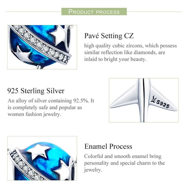 Airplane Zircon Pendant Charm Armband Beads DIY Fashion