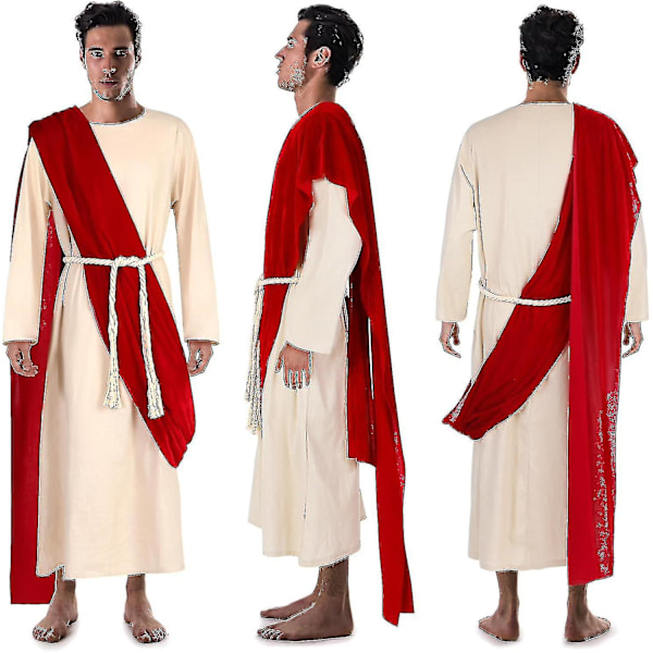Jesus Kostym Vuxen Män Jesusdräkt Religiös Kristusdräkt Inkluderar Scarf Midjerep För Halloween S