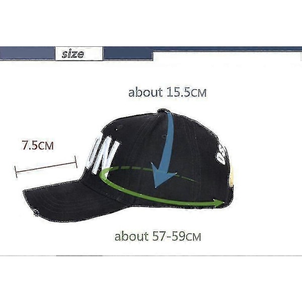 Högkvalitativ 100% Bomull Justerbar Baseballkeps Ikon Monogram Svart C