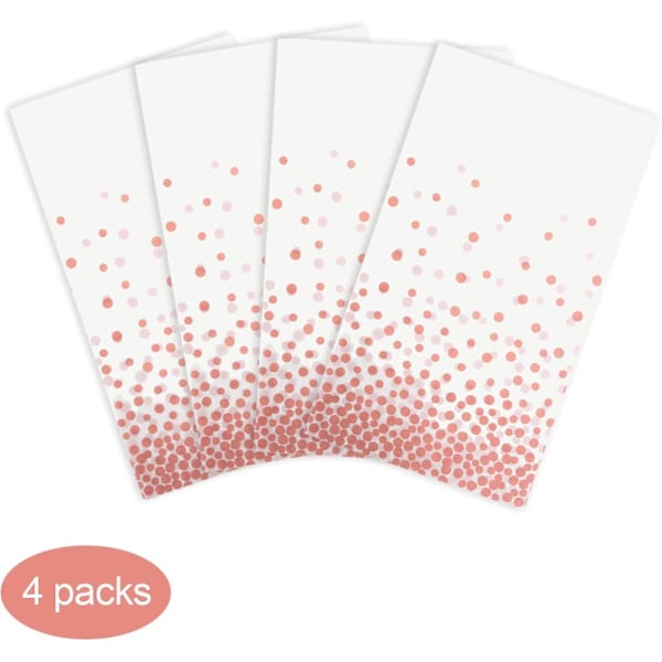 4-pack, Vit och Roséguld Bordsduk Plast, Bordsöverdrag för Fester, Prickig Konfetti Mönster Bordsdukar för Rektangulära Bord, 137 cm x 274 cm