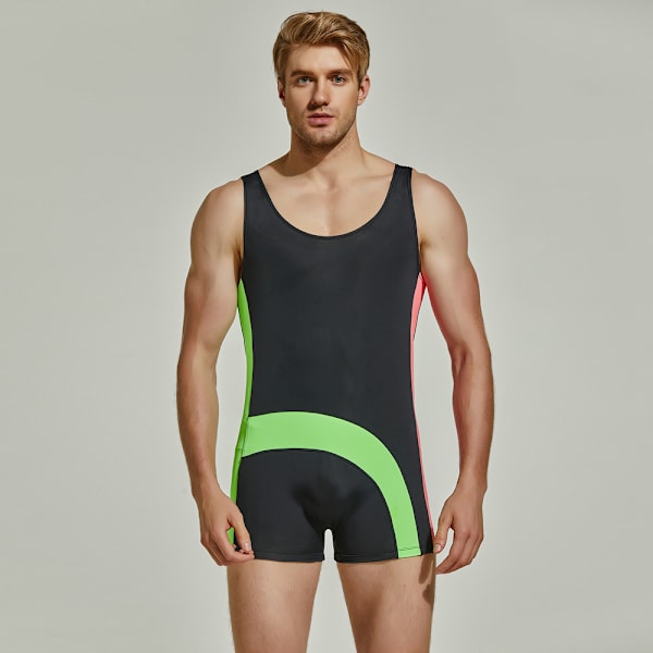 Utomhus sport fritid för män Sexig Elastisk Färgmatchning Snabbtorkande Baddräkt XL Black
