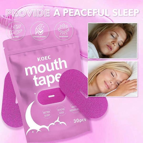 Muntejp för sömn, allergivänlig muntejp mot snarkning, muntejp mot snarkning för mindre munandning, snarkningslindring 3 Pack - 90pcs