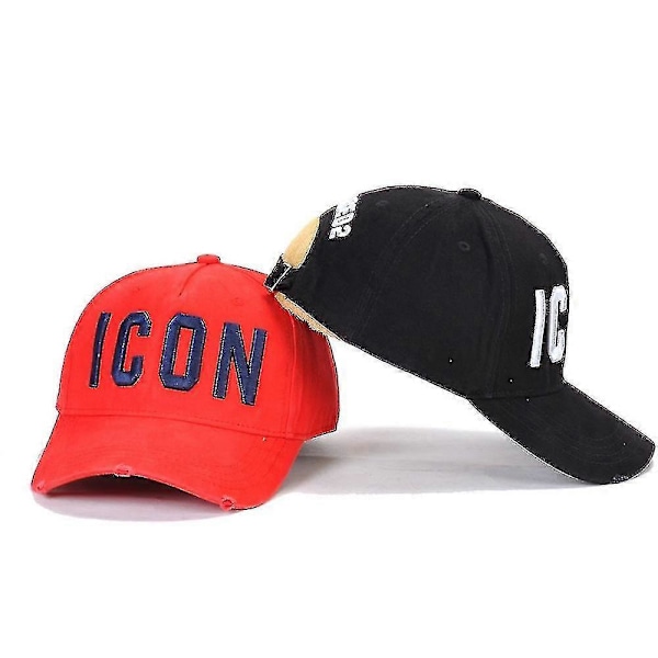 Højkvalitets 100% Bomuld Justerbar Baseball Kasket Ikon Monogram Sort C
