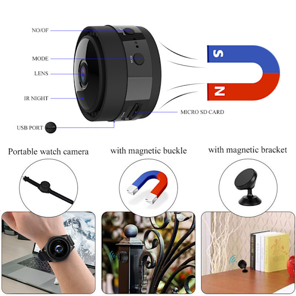 WiFi Mini Kamera Langaton Lastenvahti Pieni Sisä- ja Ulkovideokamera HD 1080P