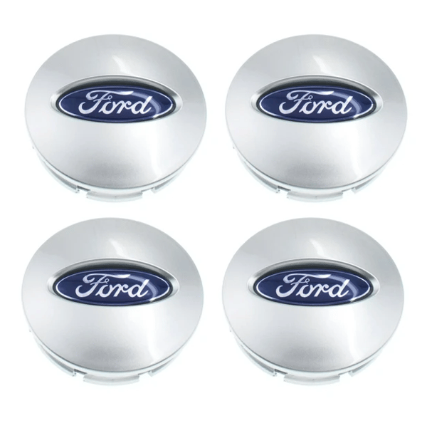 4-pakning - Ford Senterhette/Nav Logo - Bil 66mm - Sølv