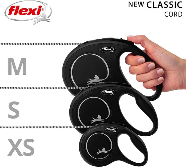 Uusi Classic Flexi-talutin, musta, pieni, 5 m