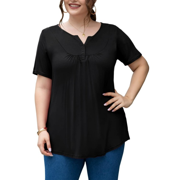 Dame tunika topp uformelle korte ermer black XXXL