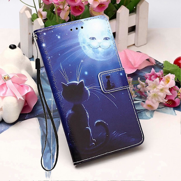 Kompatibelt med Samsung Galaxy A32 4g Fodral Läder Flip Plånboksfodral med Kortplats Hållare Ställ Mönster - Katt Och Sol