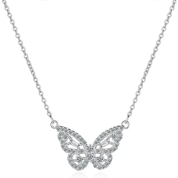 Guldpläterat halsband Cubic Zirconia Fjärilshalsband för kvinnor tonårsflickor