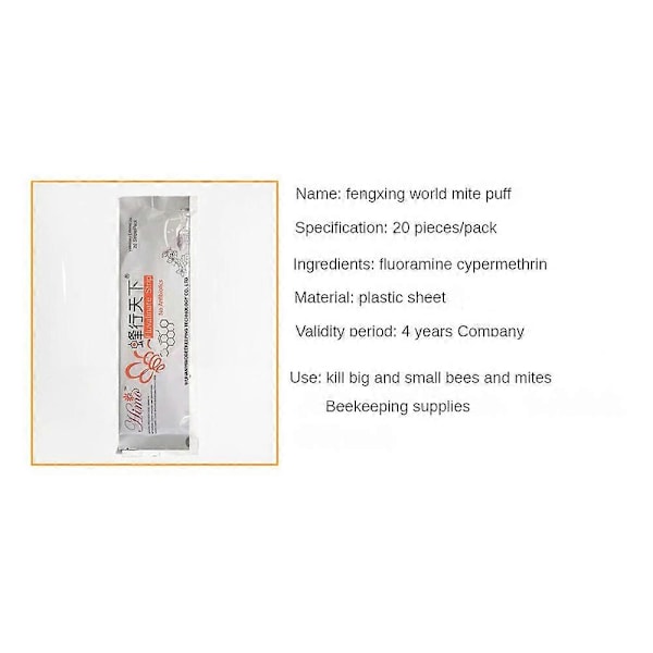 20-100 stk. Bi-midd Acaricide Strip Birøkt Bi Varroa Midd Dreper Skadedyrbekjempelse 40pcs
