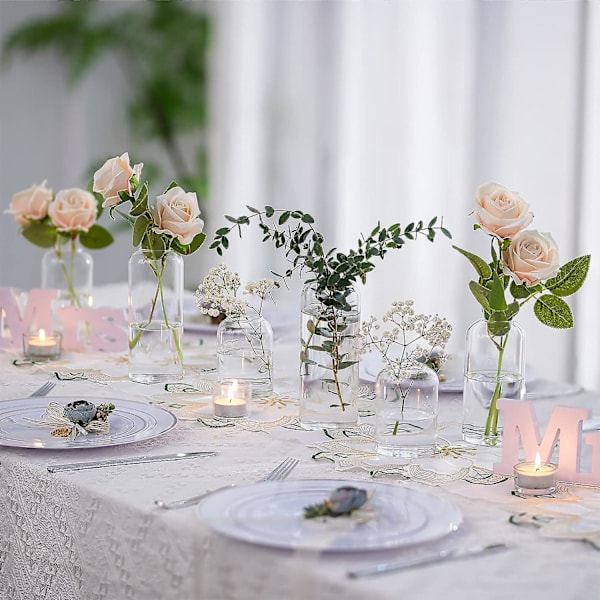 Glass Bud Vaser for Blomster - Blåste Moderne Små Glassvaser for Borddekorasjon Sett med 6, Mini Klare Bulk Blomstervaser (Blomster Ikke Inkludert)