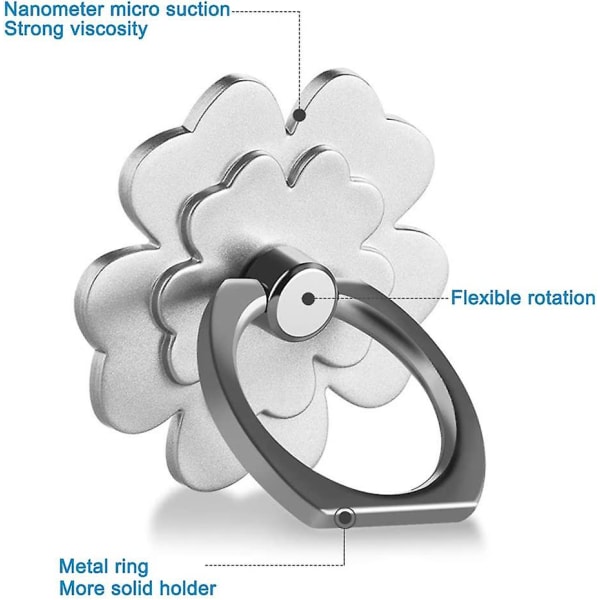 5st 360 Rotations Metall Universal Finger Ring Grip Stand Hållare silver