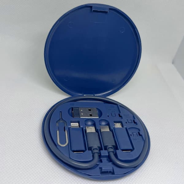 Multi USB Laddningsadapter Kabelkit, USB C Konverteringsset USB A & Typ C Till Hane Micro/Typ C/Lightning, Dataöverföring, Kortförvaring, SIM-kort Nål, Blue A
