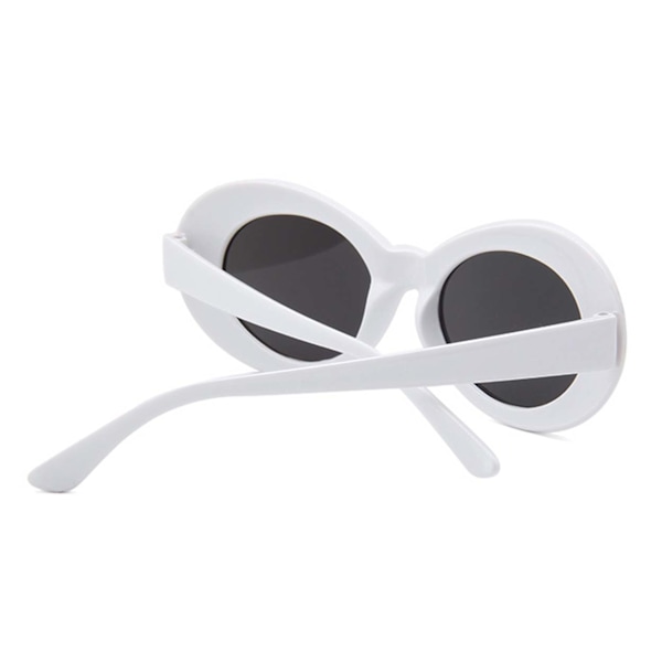 Hvid Store Runde Retro Solbriller Sort Glas hvid