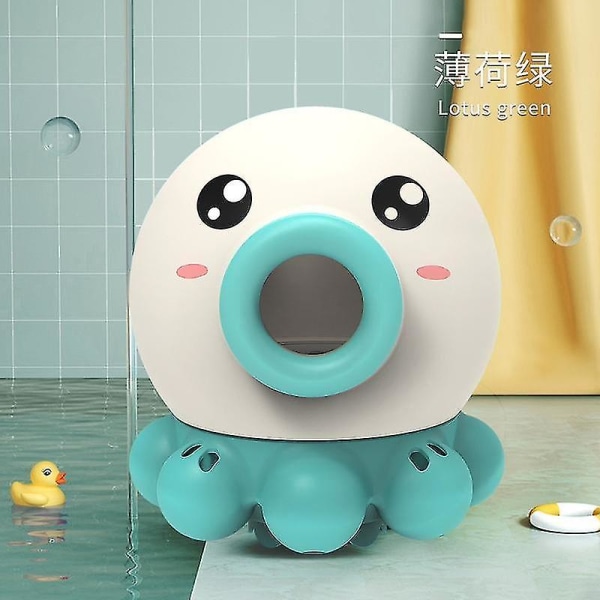 Roterande sprayvatten bläckfisk Bathtime Tecknade leksaker gör baby inte längre tråkigt (grönt)