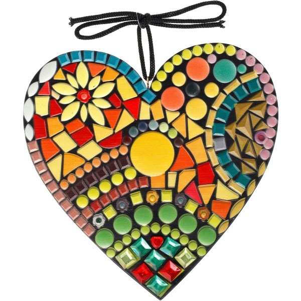 Stor Mosaik Trädgård Hjärta Skulptur Dekor Dekorationer, Harts Färgglada Kärlek Trädgårdsdekorationer, för Inomhus Utomhus Hem Säng