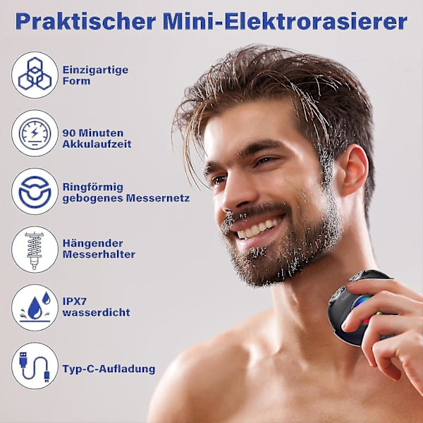 Miniräknare, Bärbar Elektrisk Rakapparat med RGB-Ljus, Män Wet & Dry Elektrisk Rakapparat för Resor