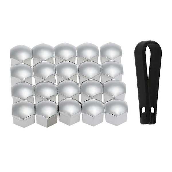 4x20st Universal 17mm Hjulmutterkåpor Lug Nut Caps Skruvskydd Silver