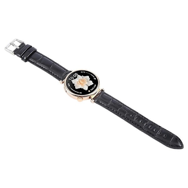 Til Garmin Lily 2 Active/Lily 2 håndledsrem 14 mm Toplag Ko Læder Urrem Black Bamboo Grain