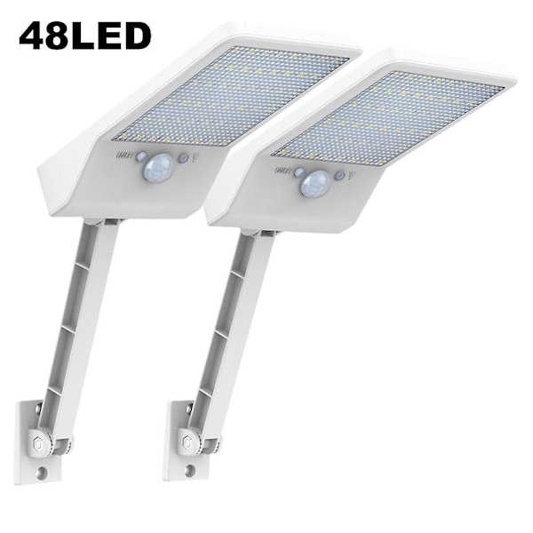 2 Pakkaa 48/56 LED:tä Ulkokäyttöön Aurinkokennoilla - Puutarhaan, Aitaan, Terassille, Ovelle, Varastoon