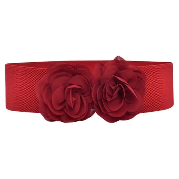 Elastisk midjebelte, bredt belte for kvinner for bluse, genser, maxi-skjorter Red
