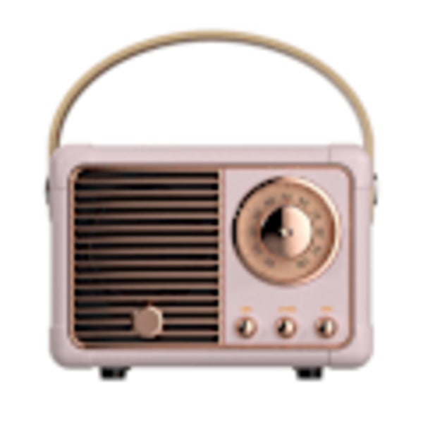 Retro Bluetooth Højttaler, Vintage Dekoration, Mini Trådløs Bluetooth Højttaler til Skrivebord, Soveværelse, Kontorfest Pink