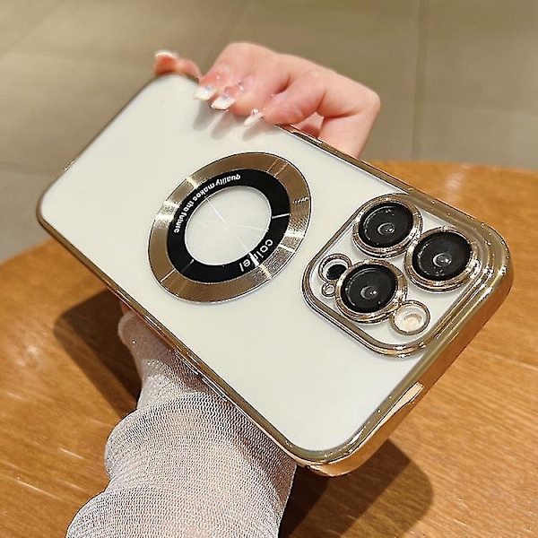For iPhone 15 Magsafe Elektroplettering Mobiltelefondeksel TPU