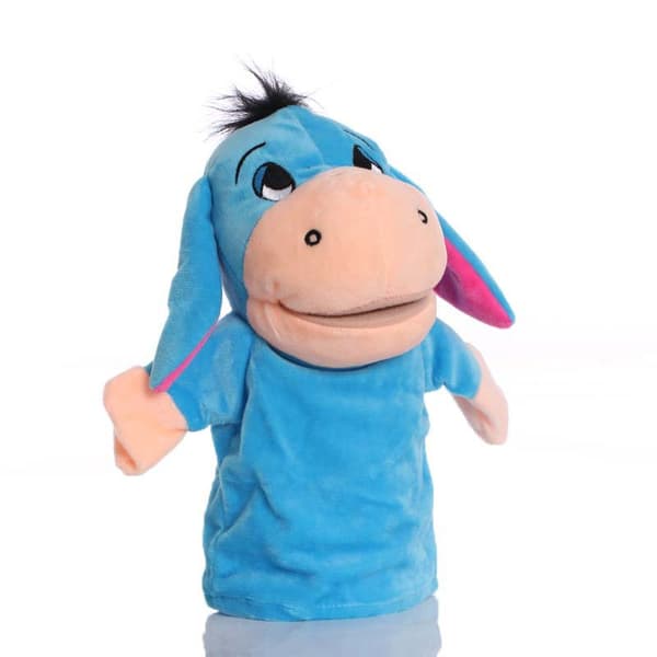 Plush handdocka, tecknad djurhanddocka, docka med rörlig mun, förskoleförälder-barn interaktionsguide