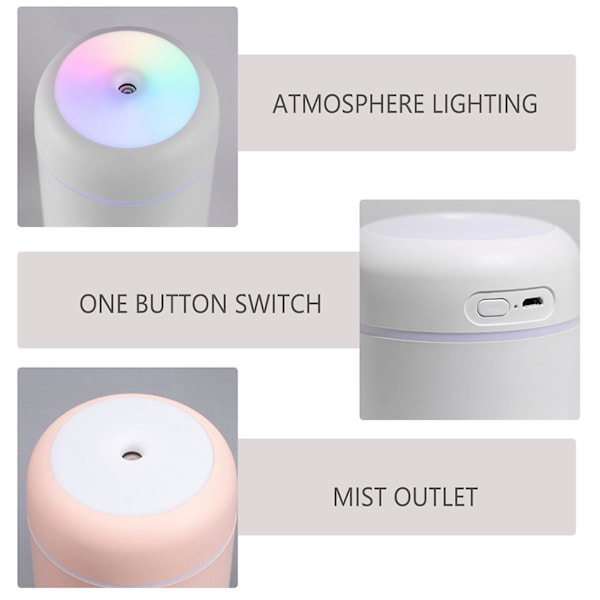 Liten Elektrisk Luftfuktare Multifunktionell Skrivbords Luftspridare för Bil