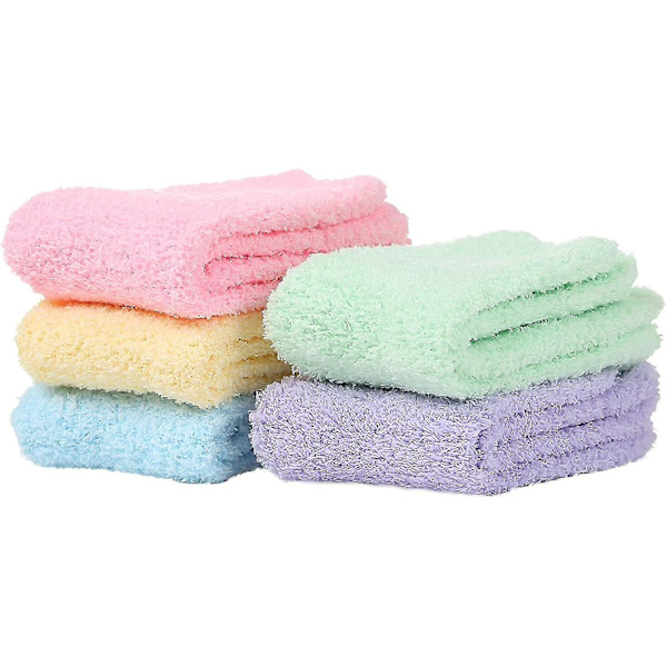 Par Kvinnor Varma Super Soft Plysch Slipper Sock Vinter Fluffiga Microfiber Crew Socks