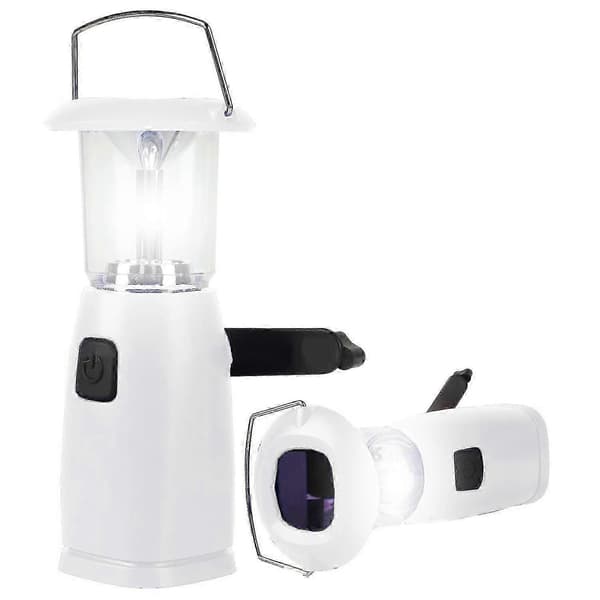 Optræks Campinglanterne - Foldbar Krog & 6 LED Dynamo Lommelygte til Vandreture og Nødsituationer 2PCS White