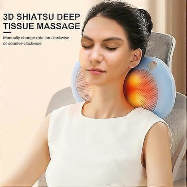 Nakke- og rygmassager - Shiatsu æltende og varmende smertelindrende massagepude til nakke, skuldre, ryg og rygsøjle