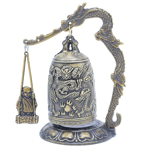 Vintage liten Dragon Bell buddhistiska samlarföremål prydnader