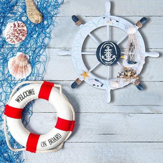 Dekorativ skeppsratt - Trä - Maritim stil