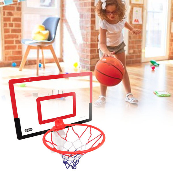 JFJC Mini Basket Hoop Set Hålfritt Montering Studsdesign Röd Svart Inomhus Förälder Barn Interaktion Basketleksak