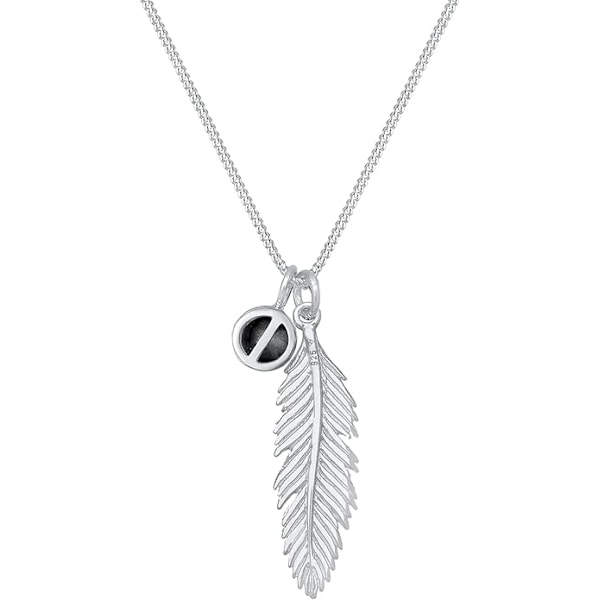 Halsband i Sterlingsilver med Fjäder och Kristall