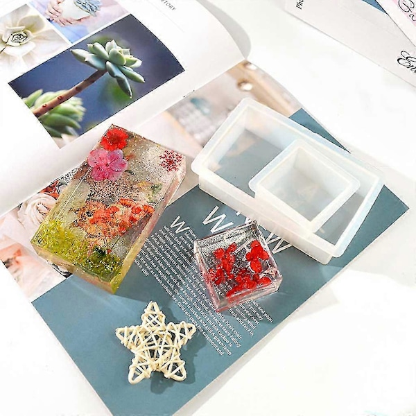 8 stk. Tørret Blomst Prøve Epoxy Resin Form 3d Kasse Dekorationer Silikoneform DIY Håndværk Ornamenter Støbeværktøj