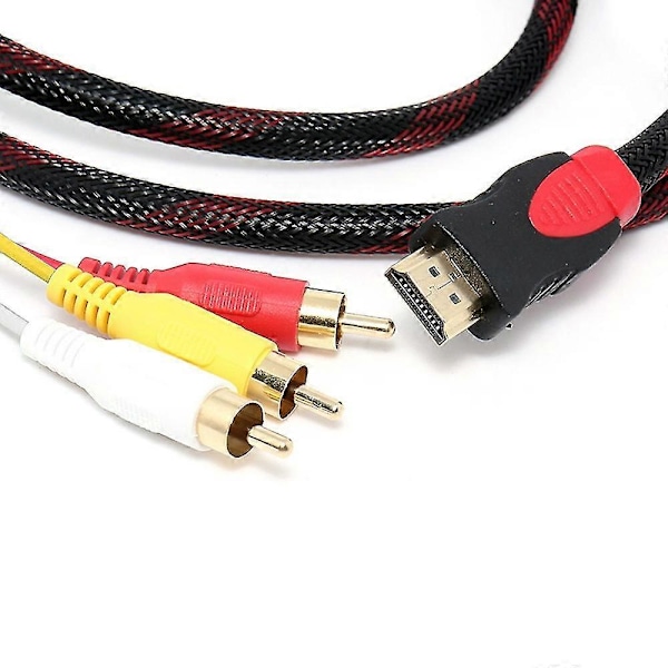 1,5 m HDMI Hane Till 3 RCA Video Audio AV Kabel Adapter För TV HDTV DVD 1080p