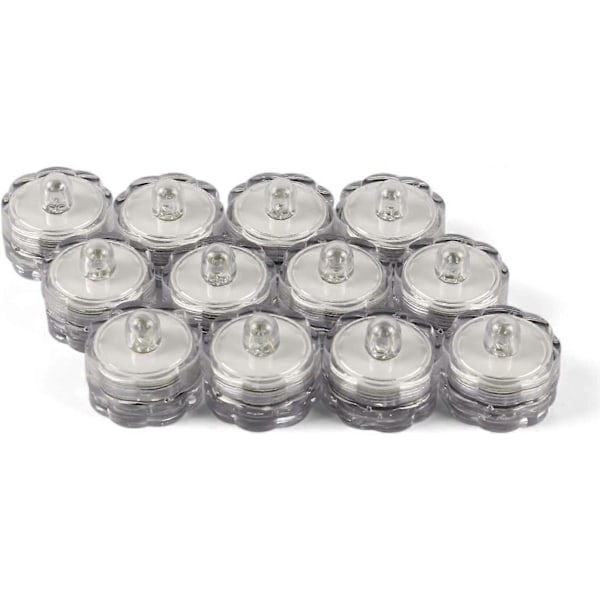 12 Senkbare Runde LED Vanntette Lys Telys - gult lys