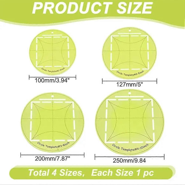 Missouri Star Circle Magics Stor Sirkelmal Plast Quiltemal Linjal for Sying og Klipping