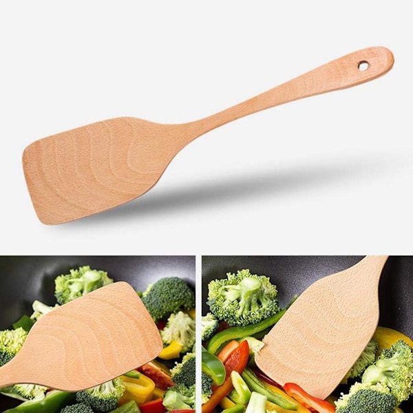 Bøk Turner Trespatel Kjøkkentilbehør Non-Stick Kokekar Matlagingsverktøy Gave Tresleiv (Farge : Brun)