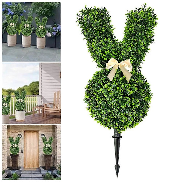 Konstgjord Kaninträd Påskdekoration Miniatyr Konstgjorda Kaniner Topiary Växter Statyer för Heminredning